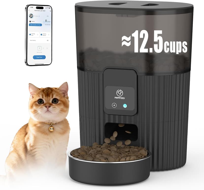 PAPIFEED Automatic Pet Feeder with Stainless Steel Bowl